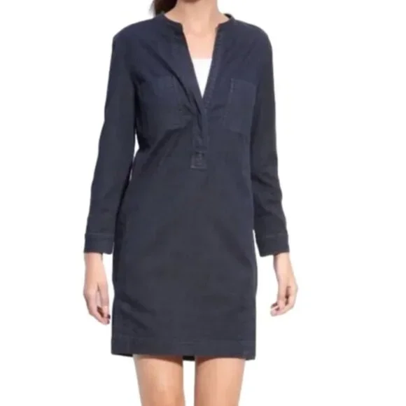 ✅ Vince Dark Wash Popover Denim Shift Tunic Dress SIZE 10 - Picture 1 of 6